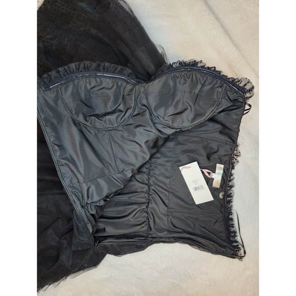 NWT LoveShackFancy Faron Bow Tulle Mini dress Party Cocktail Size 8 Black - Picture 13 of 15